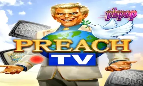 Preach TV اسلاٹ گیم کا ایک منظر جس میں ٹی وی اسٹوڈیو کا تھیم دکھایا گیا ہے۔